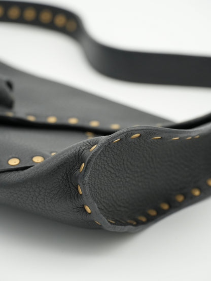 Celine Studded Shoulder Bag in Black Leather