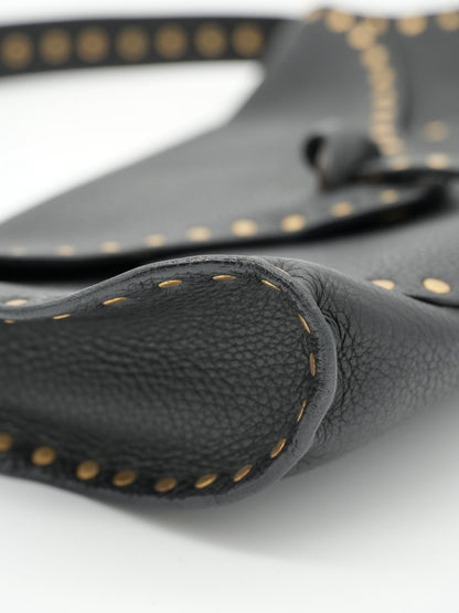 Celine Studded Shoulder Bag in Black Leather