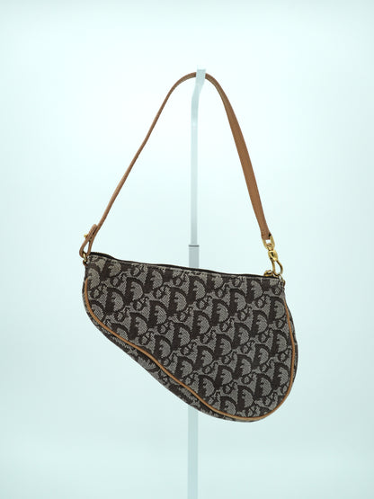 Vintage Dior Brown Diorissimo Trotter Saddle Bag
