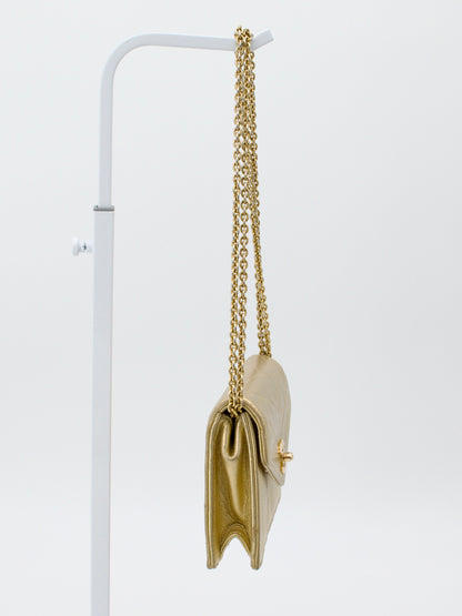 Vintage Chanel 1980s Gold Mini Trapezoid Chain Bag