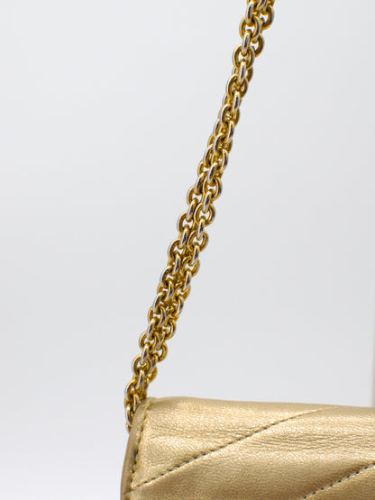 Vintage Chanel 1980s Gold Mini Trapezoid Chain Bag