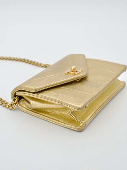 Vintage Chanel 1980s Gold Mini Trapezoid Chain Bag