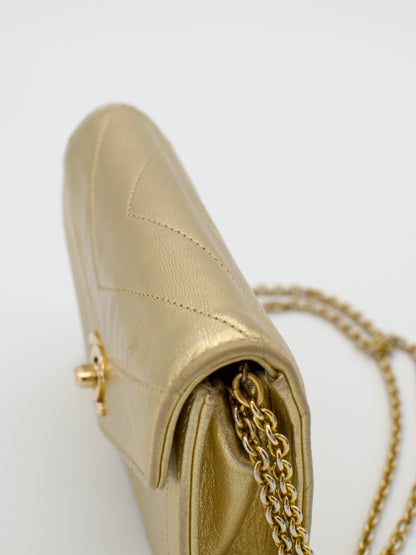 Vintage Chanel 1980s Gold Mini Trapezoid Chain Bag