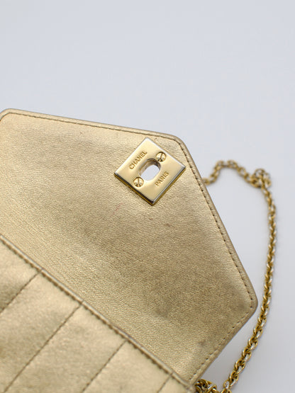 Vintage Chanel 1980s Gold Mini Trapezoid Chain Bag