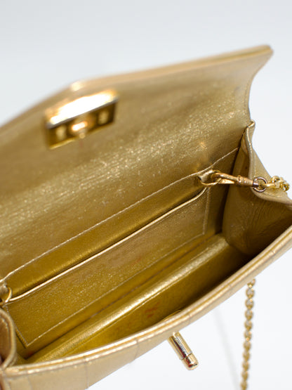 Vintage Chanel 1980s Gold Mini Trapezoid Chain Bag