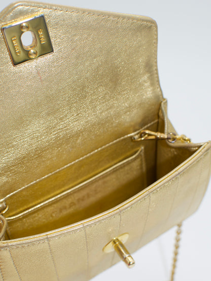 Vintage Chanel 1980s Gold Mini Trapezoid Chain Bag