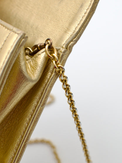 Vintage Chanel 1980s Gold Mini Trapezoid Chain Bag