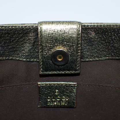 Rare Vintage Gucci Metallic Monogram Bamboo Chain Tom Ford Shoulder Bag