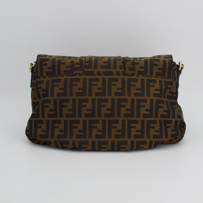 Fendi Tobacco Canvas Mia Flap Shoulder Bag