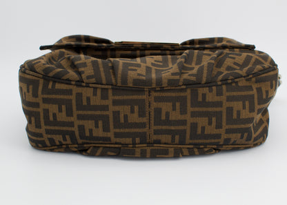 Fendi Tobacco Canvas Mia Flap Shoulder Bag