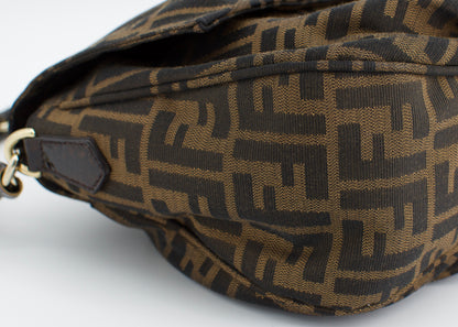 Fendi Tobacco Canvas Mia Flap Shoulder Bag