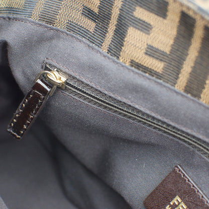 Fendi Tobacco Canvas Mia Flap Shoulder Bag