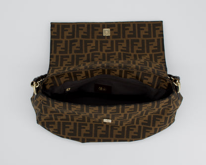 Fendi Tobacco Canvas Mia Flap Shoulder Bag