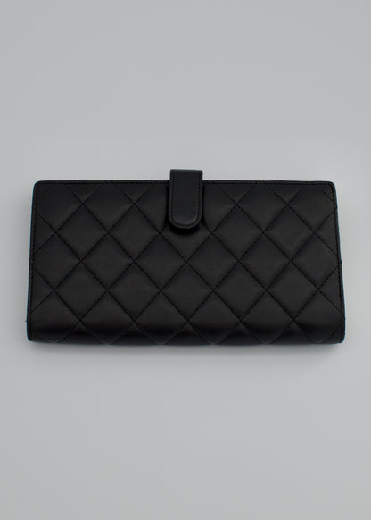 Chanel Lambskin Quilted Long Flap Wallet Black