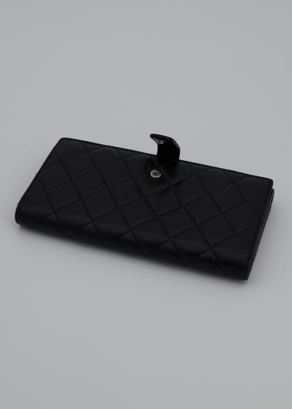Chanel Lambskin Quilted Long Flap Wallet Black