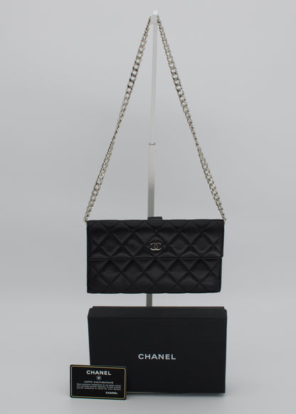 Chanel Lambskin Quilted Long Flap Wallet Black