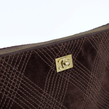 Vintage Chanel Quilted Brown Suede Tassel Hobo Bag