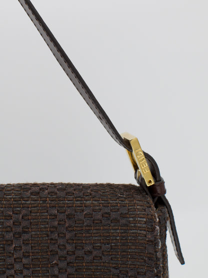 Vintage Fendi Zucca Lambskin Woven Baguette
