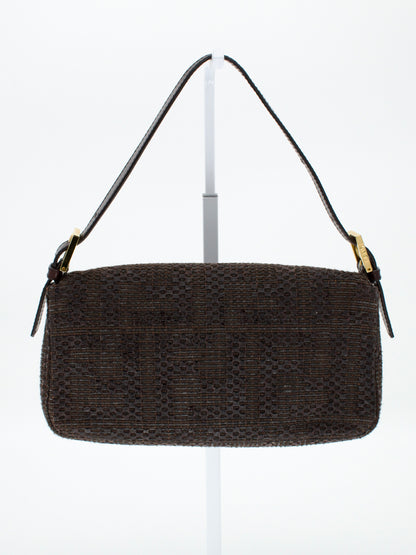 Vintage Fendi Zucca Lambskin Woven Baguette