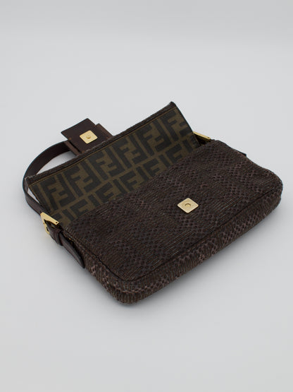 Vintage Fendi Zucca Lambskin Woven Baguette