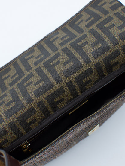 Vintage Fendi Zucca Lambskin Woven Baguette