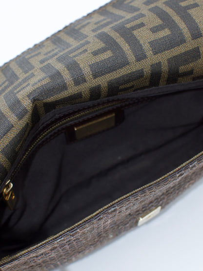 Vintage Fendi Zucca Lambskin Woven Baguette