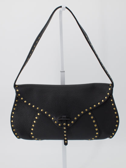 Celine Studded Shoulder Bag in Black Leather