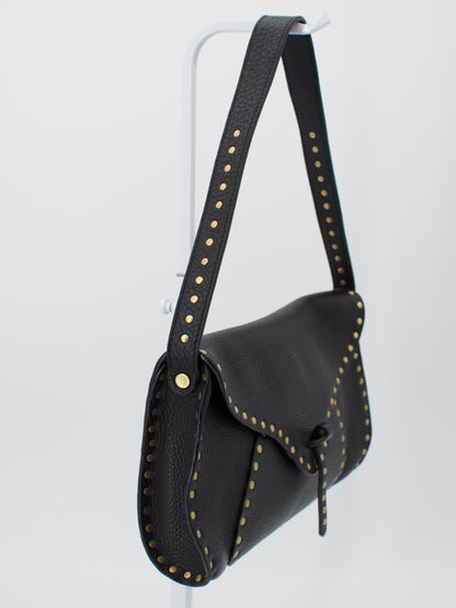 Celine Studded Shoulder Bag in Black Leather