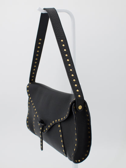 Celine Studded Shoulder Bag in Black Leather