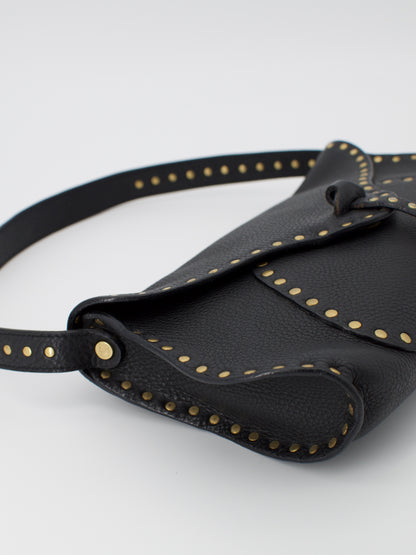 Celine Studded Shoulder Bag in Black Leather